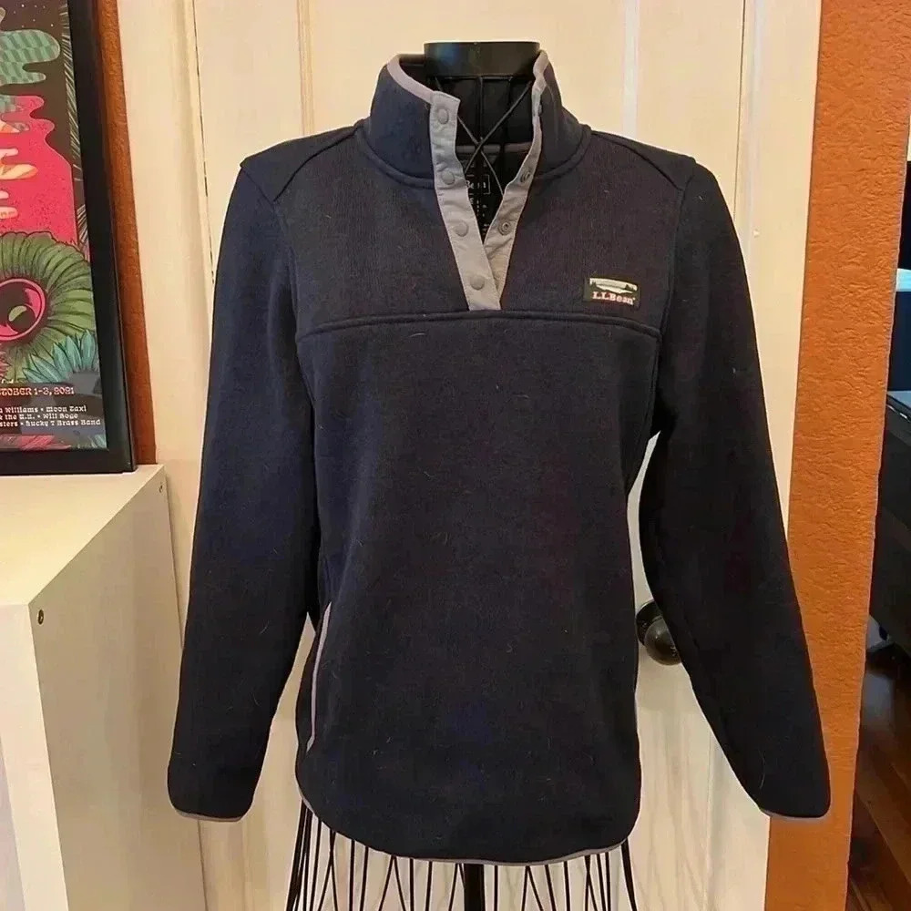LL Bean Quarter Button Sweatshirt-Sz S